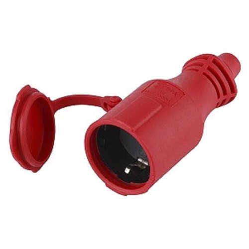 Розетка штепсельная с заземлением прямая ЭРА R6(R) 16А IP44 красный картинка 